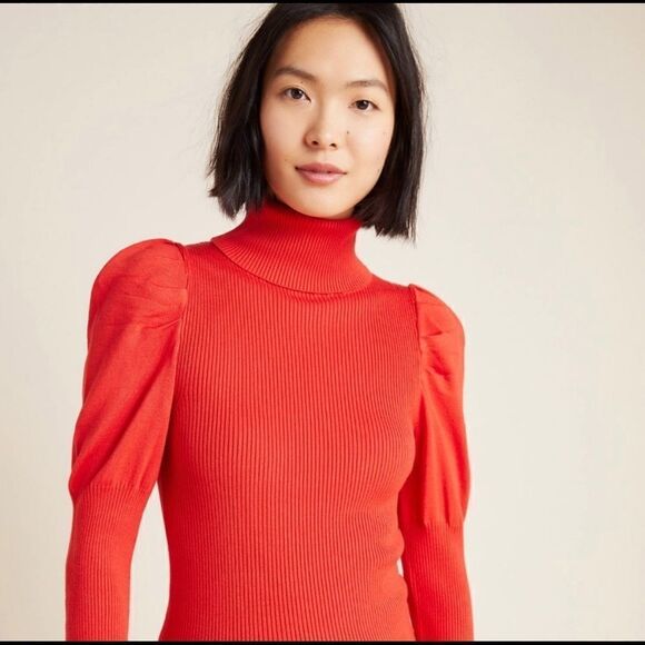 Revolve ANTHROPOLOGIE Cecilia Puff-Sleeved Turtleneck Sweater - Picture 3 of 15
